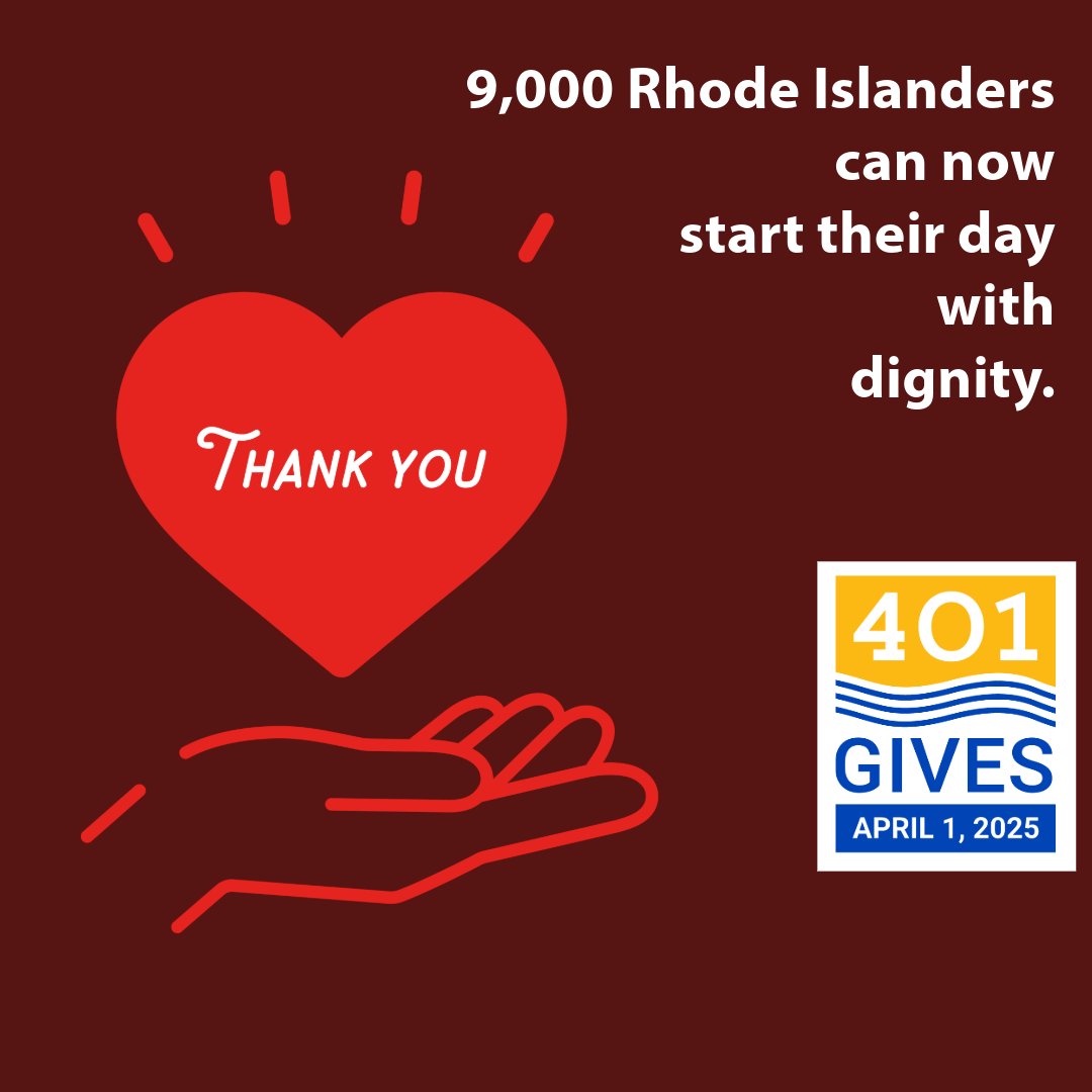THANK YOU! ❤️ Because of your generosity during #401Gives, 9,000 Rhode Islanders will receive the hygiene products they need!

Missed 401Gives? No worries — Health, Hygiene, &amp; Heart has only just begun. There’s still time to make an impact! 🧼
amenityaid.org/financial-dona…