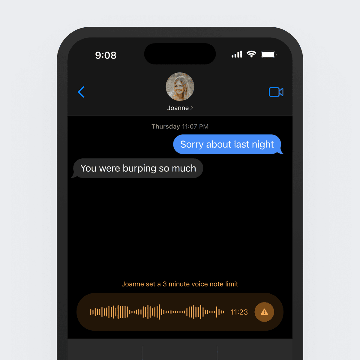 iMessage set voice note max duration