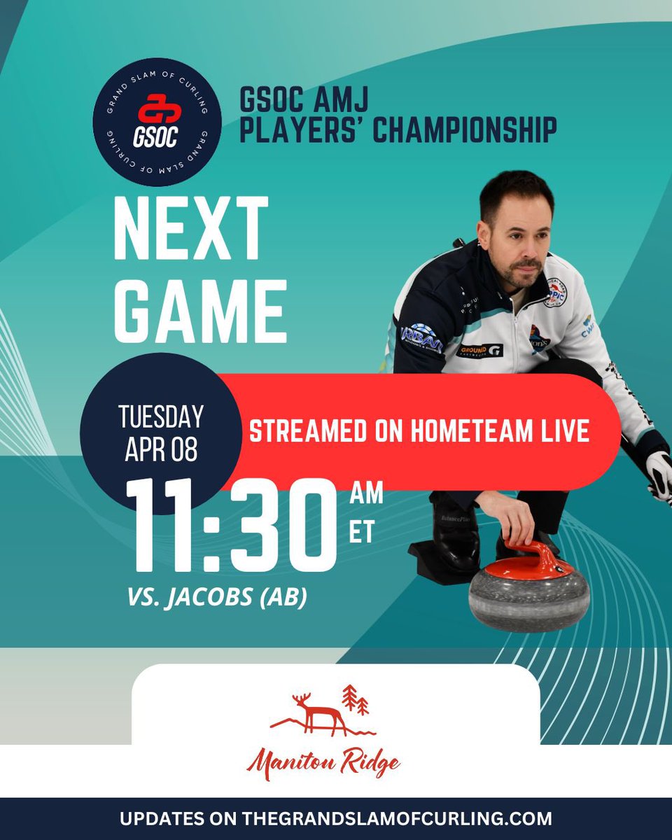 🥌 We’re back in action today in the GSOC AMJ Players’ Championship! Check out all the action on HomeTeam Live at 11:30 AM/ET as we take on Team Jacobs! Let’s go! 💪

#TeamEpping #Determination