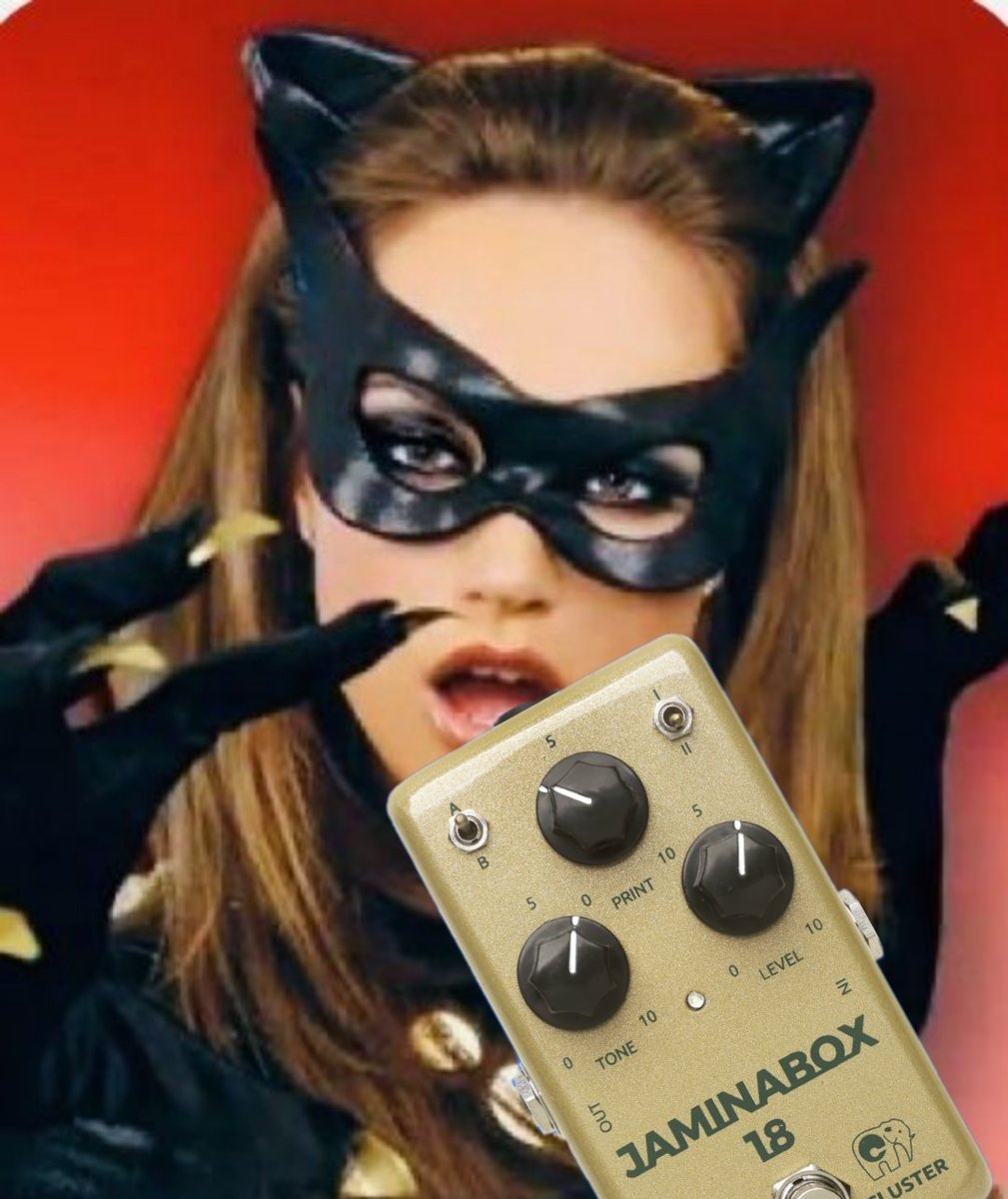 EfectosCluster's tweet photo. This Jaminabox... it's got that purr. 😈 Makes my getaway car sound like a dream. You boys at @EfectosCluster know how to make a girl swoon." #Jaminabox #EfectosCluster #GuitarGear #Catwoman https://t.co/SyYf7cyxwU