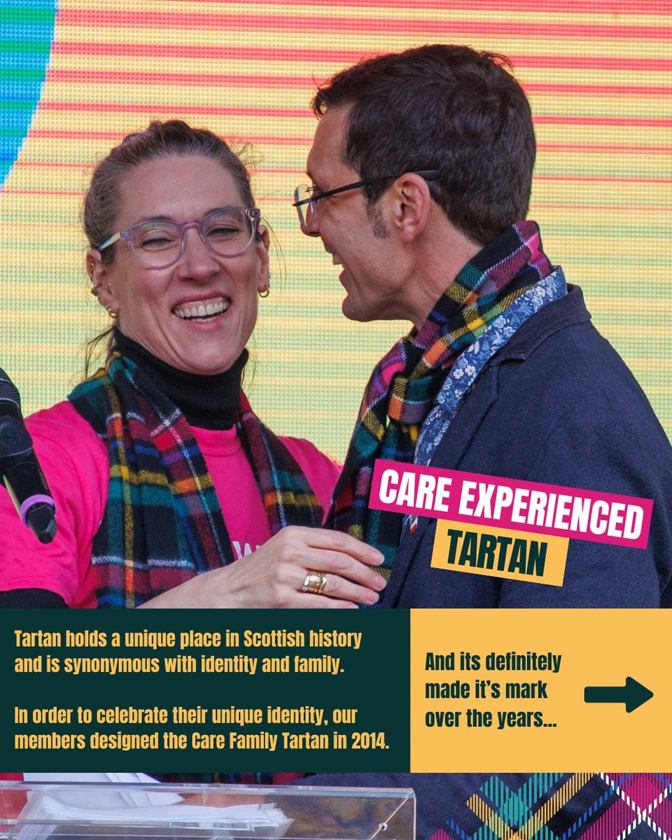 whocaresscot's tweet image. It’s Tartan Week! And what better way to celebrate than by shining a spotlight on our very own Care Experienced Tartan.
Created in 2014, it represents the global Care Experienced community: unique, diverse, and forever connected by shared experience.
Since its launch, it’s been…