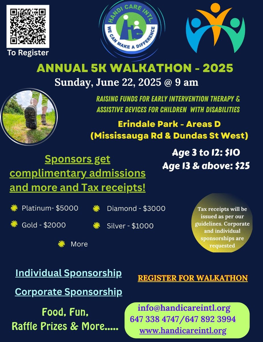 care_handi's tweet photo. Walkathon 2025  is on June 22. Save the date!! Register at https://t.co/xQDcSnWDgy. Requesting your sponsorships for children with disabilities.  https://t.co/8WJioTR4If
Corporate and Individual sponsors will receive complimentary admissions and more!!
#EarlyIntervention https://t.co/yBVPhX2h3c