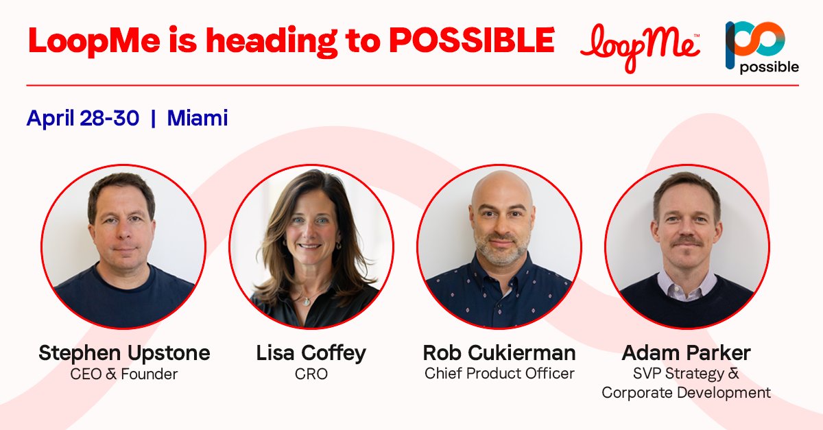 LoopMe (@loopme) on Twitter photo LoopMe's Senior Leadership Team will be at <a href="/PossibleEvent/">PossibleEvent</a>! We are excited to connect with industry players to share how LoopMe is redefining brand advertising for the digital and app ecosystem. Request a meeting: hubs.li/Q03gmr970
#POSSIBLE2025 #POSSIBLE LoopMe's Senior Leadership Team will be at <a href="/PossibleEvent/">PossibleEvent</a>! We are excited to connect with industry players to share how LoopMe is redefining brand advertising for the digital and app ecosystem. Request a meeting: hubs.li/Q03gmr970
#POSSIBLE2025 #POSSIBLE