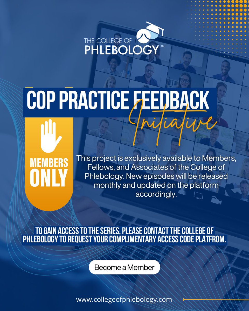📢 The first webinar of the CoP Practice Feedback Initiative, organised for the Members, Fellows, and Associates of The College of Phlebology, has been successfully held! 🎉
To gain access, simply get in touch with us.
🔗collegeofphlebology.com/courses/feedba…

#Phlebology #CoP #Webinar