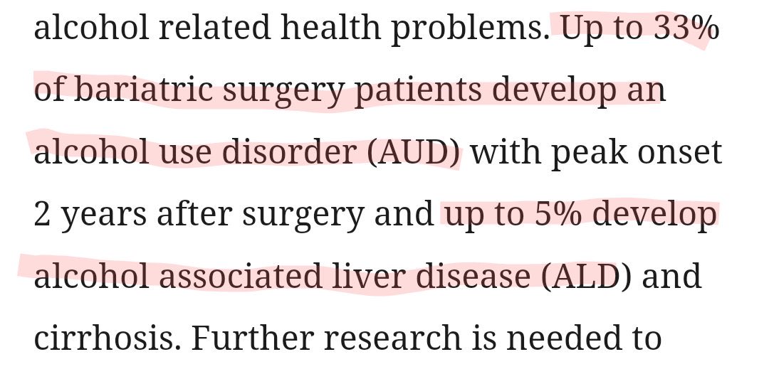 1/3 of bariatric surgery (weight loss surgery) patients go on to become alcoholics - an overlooked c