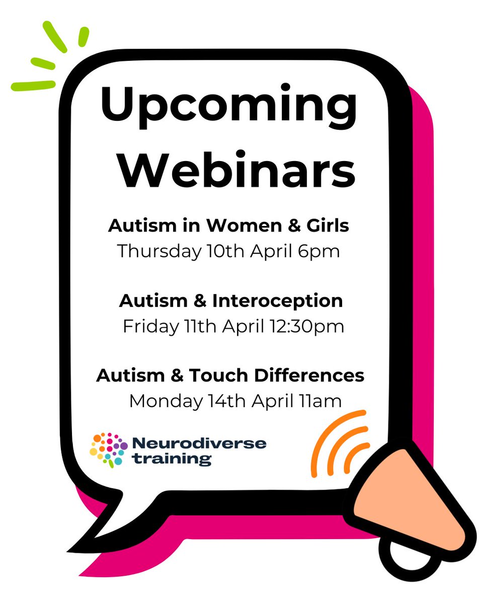 LorenSnow_'s tweet photo. We have lots of great webinars coming up in the next week, and some only have a few tickets left, so book now to reserve your space!

Can't make it? 

For some of our webinars, like 'Autism in Women &amp; Girls', you can purchase a re-recording without attending.

#autism https://t.co/RunBpzpbcN
