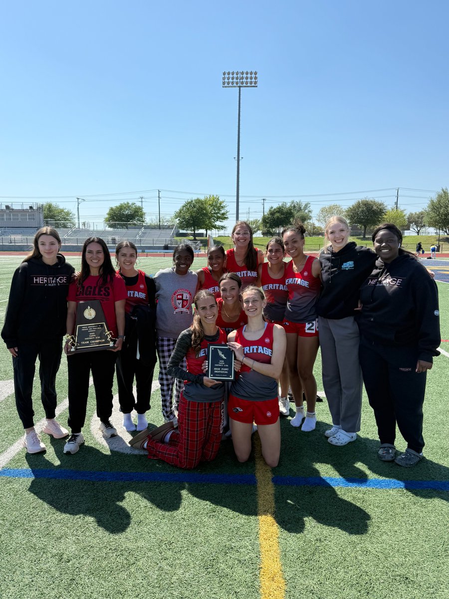HCAEagleNation's tweet photo. Our Lady Eagle Track & Field Team placed first in the TAPPS 2-3A District Championships! Shoutout to Addy Wilkinson & Kyndall Hill for being named District High Point Athletes! Our boys' team also finished in second place overall. #HCAEagleNation #HCAleads #RockwallTX #TAPPSTrack https://t.co/cuBgmnjA4y