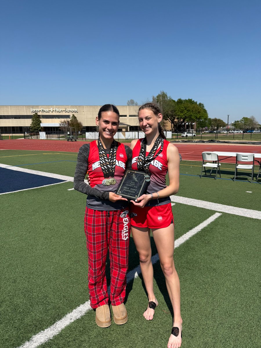 HCAEagleNation's tweet photo. Our Lady Eagle Track & Field Team placed first in the TAPPS 2-3A District Championships! Shoutout to Addy Wilkinson & Kyndall Hill for being named District High Point Athletes! Our boys' team also finished in second place overall. #HCAEagleNation #HCAleads #RockwallTX #TAPPSTrack https://t.co/cuBgmnjA4y