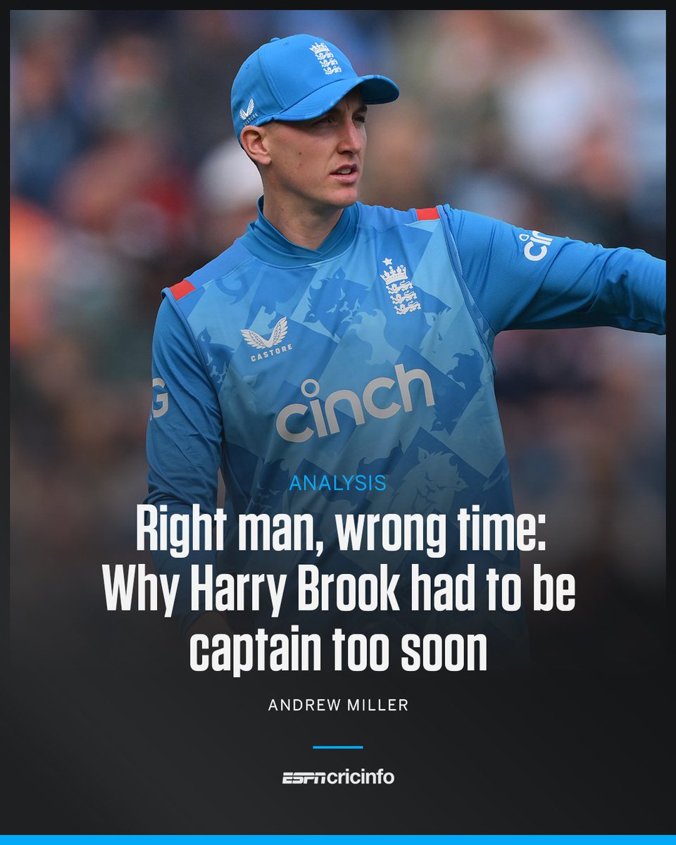 ESPNcricinfo (@espncricinfo) on Twitter photo 'England have been on a wing and a prayer for the past two years in white-ball cricket'
<a href="/miller_cricket/">Andrew Miller</a> on why Harry Brook's early elevation to the captaincy highlights England's failure in succession planning since 2019: bit.ly/4jo43lV 'England have been on a wing and a prayer for the past two years in white-ball cricket'
<a href="/miller_cricket/">Andrew Miller</a> on why Harry Brook's early elevation to the captaincy highlights England's failure in succession planning since 2019: bit.ly/4jo43lV