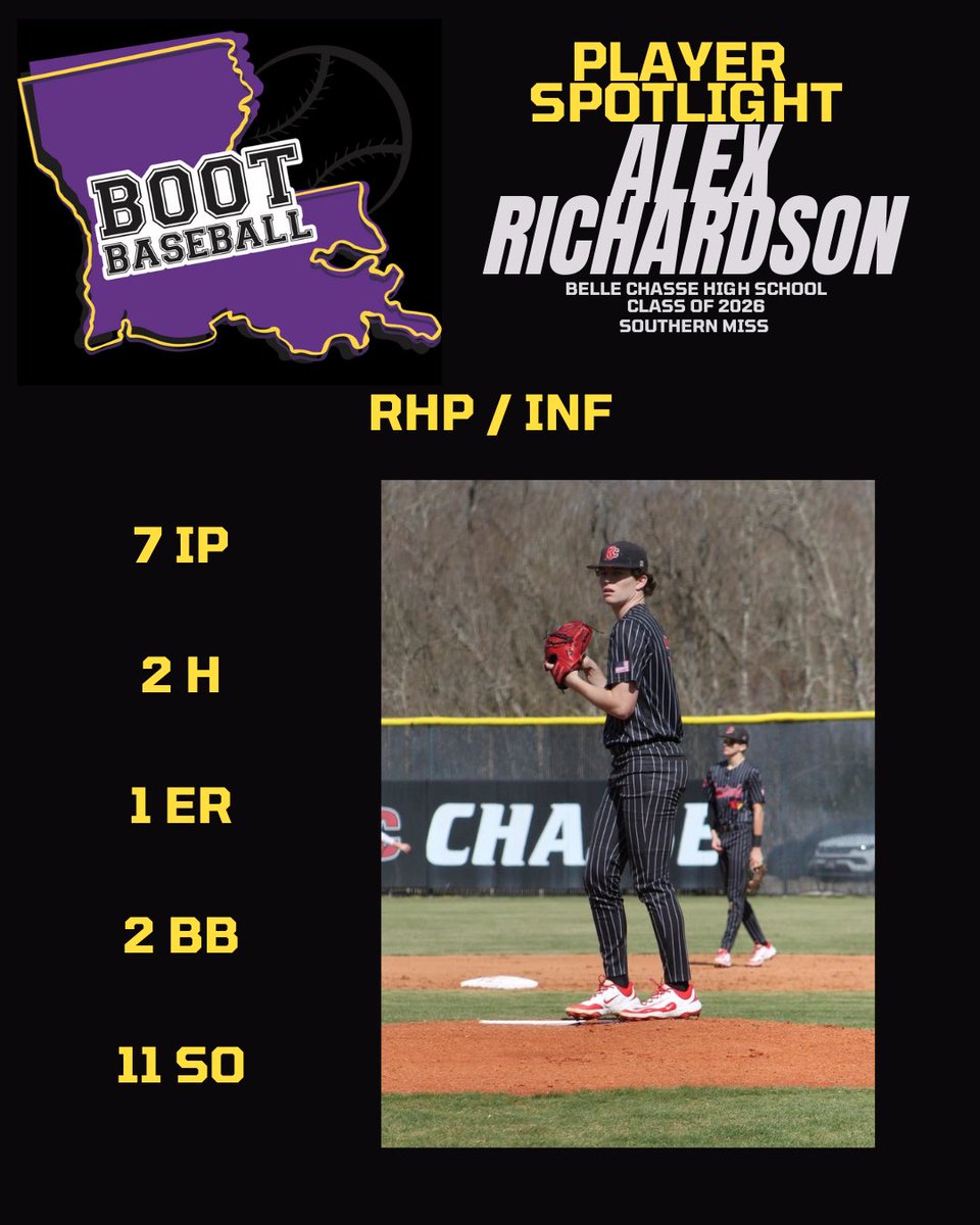 Baseball in the Boot (@bootbaseball) on Twitter photo Player Spotlight C/O 26’ Southern Miss (<a href="/SouthernMissBSB/">Southern Miss Baseball</a>) commit Alex Richardson (<a href="/ARichardson2026/">Alex Richardson</a>) Belle Chasse (14-13) (<a href="/BCCards_bsb/">Belle Chasse HS Baseball</a>) The Cardinals pick up a 3-1 win over The Willow School with Richardson on the bump. Surrendered 1 run in the 1st and followed w/ 6 🍩 🍩 🍩 s Player Spotlight C/O 26’ Southern Miss (<a href="/SouthernMissBSB/">Southern Miss Baseball</a>) commit Alex Richardson (<a href="/ARichardson2026/">Alex Richardson</a>) Belle Chasse (14-13) (<a href="/BCCards_bsb/">Belle Chasse HS Baseball</a>) The Cardinals pick up a 3-1 win over The Willow School with Richardson on the bump. Surrendered 1 run in the 1st and followed w/ 6 🍩 🍩 🍩 s