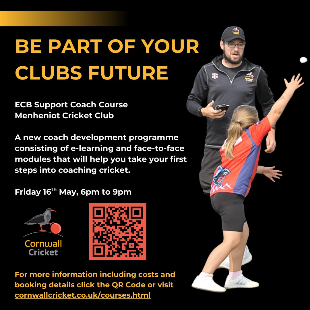 Be Part of your Clubs Future. Become a ECB Support Coach.

ECB Support Coach is a new coach development programme consisting of e-learning and face-to-face modules that will help you take your first steps into coaching cricket.

Book Today: booking.ecb.co.uk/K1kBe2