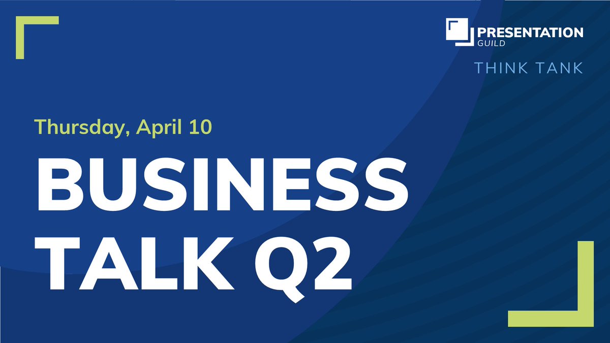Curious about the biz side of presentations? Join the Guild’s Business Talk this Thursday, April 10 at 12PM ET! 💬

Freelancers &amp; entrepreneurs chat shop with Bethany Auck &amp; Nolan Haims. Topics come from the group — cameras optional, insights guaranteed.
