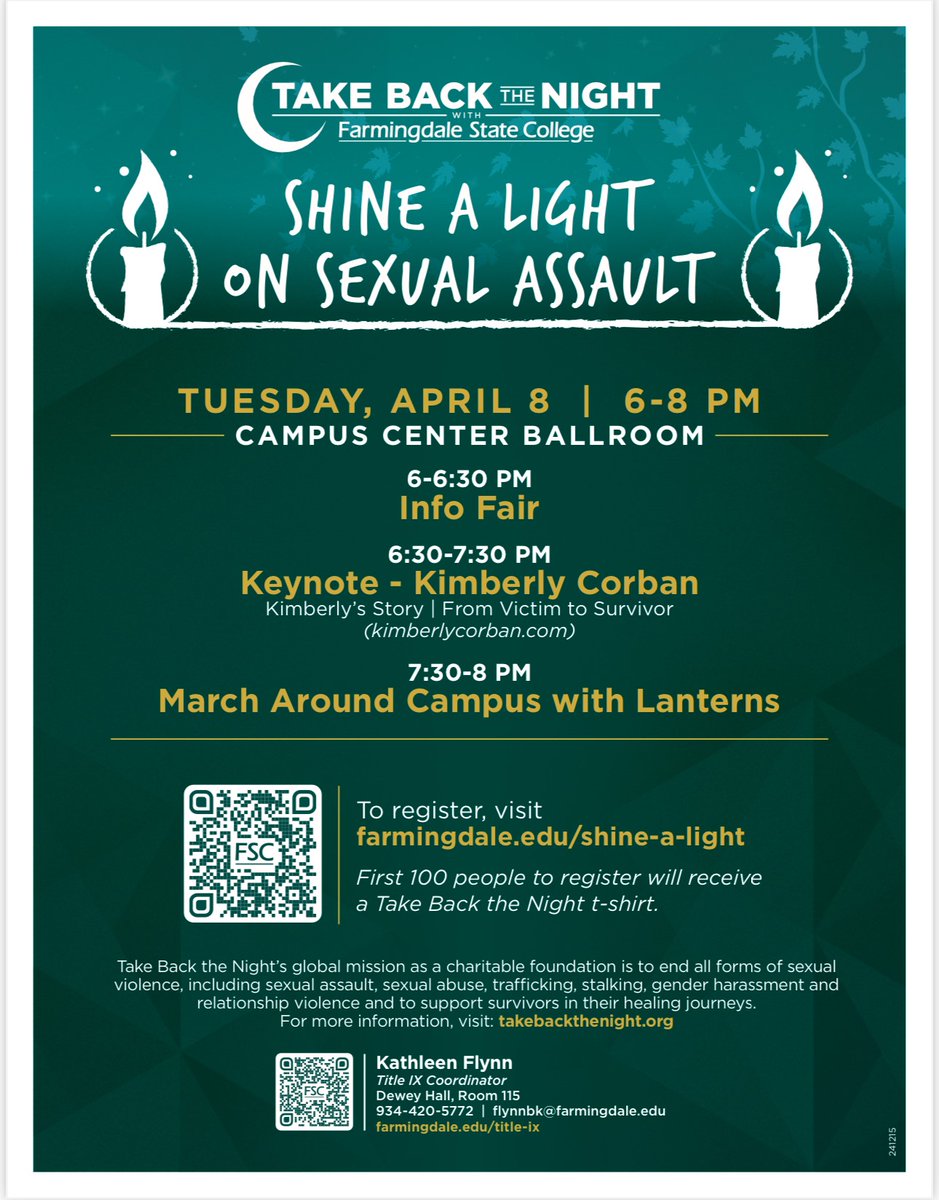 Join the CVC Education Team at Farmingdale State College Take Back the Night.

#sexualassaultawarenessmonth #saam2025 #tbtn