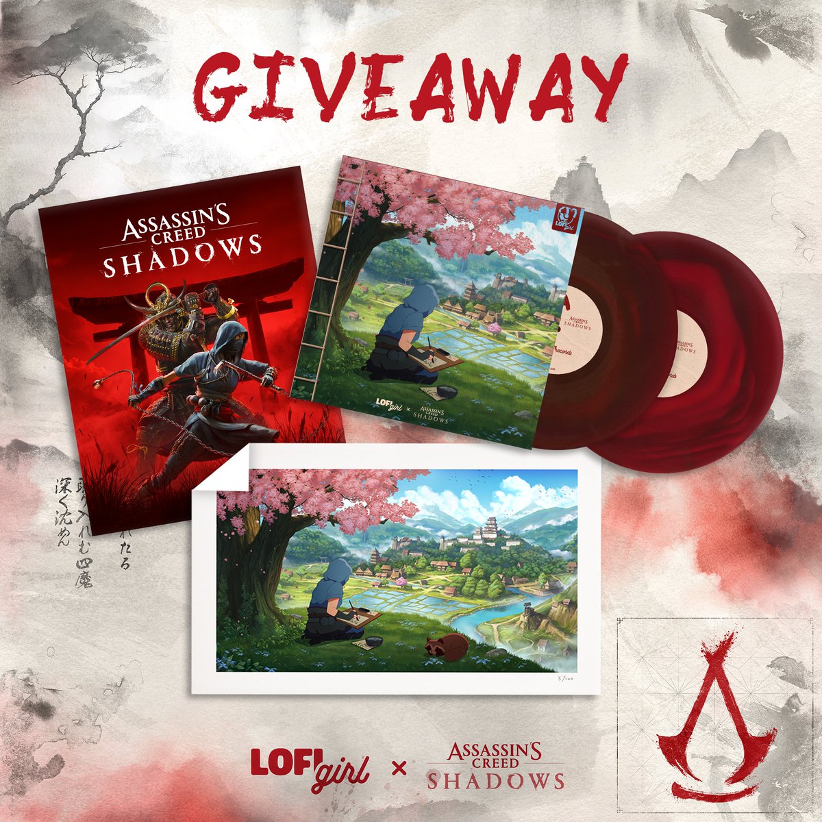 lofigirl's tweet image. To show our appreciation for the love you&apos;ve shown our new compilation in collaboration with Assassin’s Creed Shadows, we’re giving away the perfect set to play and chill! 🎮🌸

🎁 How to enter:
1. Follow @lofigirl &amp;amp; @assassinscreed
2. Like and RT this post

💿 And for the lucky…