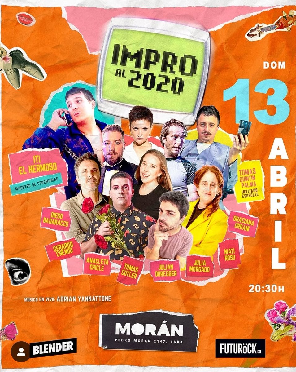 AGENDA SEMANAL Entradas en Passline

MARTES 8/4: LA VERGÜENZA DE HABER SIDO Y EL DÓLAR DE YA NO SER #teatro

VIERNES 11/4: CBB  #encuentro
GRATIS

SÁBADO 12/4: SABLE DE SIMÓN + AXEL ROVNER #musica

DOMINGO 13/4, 18:30: DESERTORAS #teatro

DOMINGO 13/4: IMPRO AL 2020 #teatro