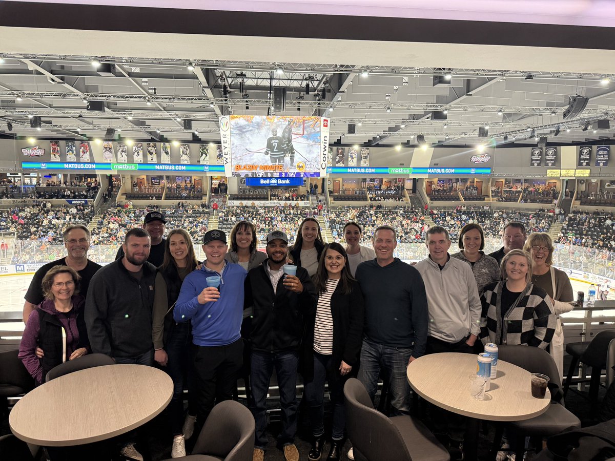 VWAdvisors's tweet photo. Who says a Christmas party has to be in December when you can have it in April? Our team had a blast at the Fargo Force hockey game this past weekend! With a great game, great company, and a few brave ones taking on the ice for a round of hockey golf, it was a wonderful evening. https://t.co/R2lQZaHXuE