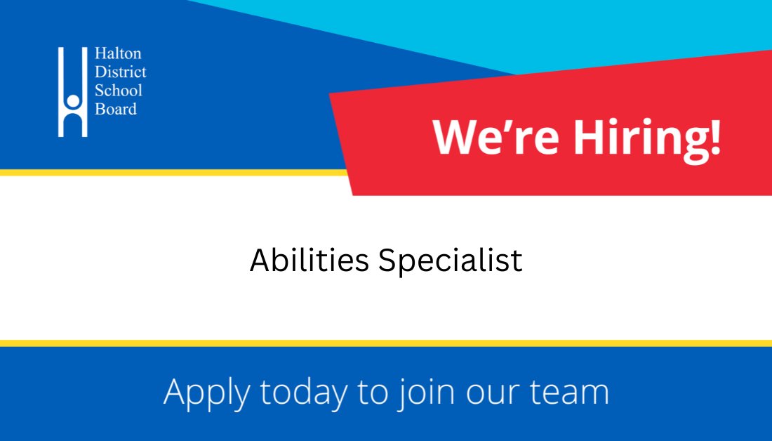 HDSBCareers's tweet image. The #HDSB is hiring for an Abilities Specialist in Burlington, Ontario! Learn more about the position and apply today hdsb.ca/our-board/Page