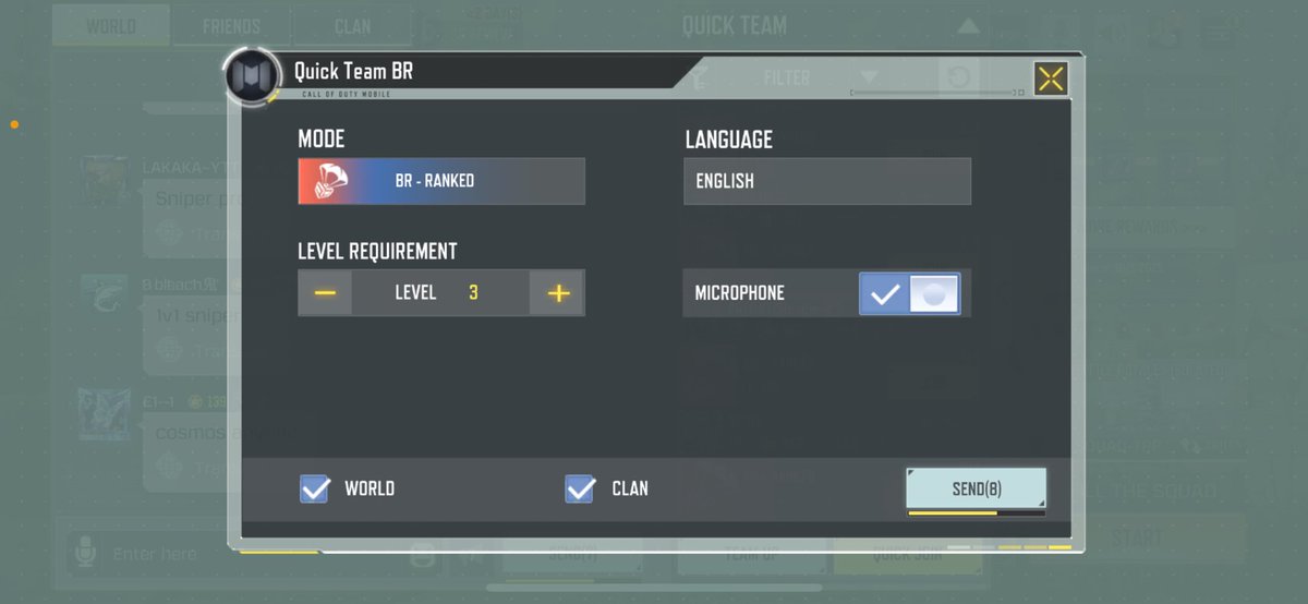lukesgonecrazy's tweet photo. @PlayCODMobile Can y’all make it so we can instantly select the max level when doing the Quick Team up? Thanks and would be great if added into the game https://t.co/Oc0IpiwgBD