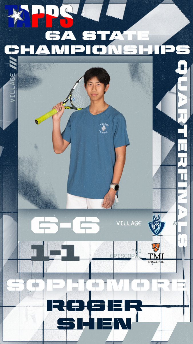 Villageteams's tweet image. 🚨🎾ADVANCING🎾🚨
Congrats to @VillageVikings sophomore Roger Shen on winning his quarterfinal match (6-1, 6-1) in the @TAPPS_Tennis 6A State Championships. He will play in the semi-finals today at 10:00am!
#VillageTennis
#weareVILLAGE