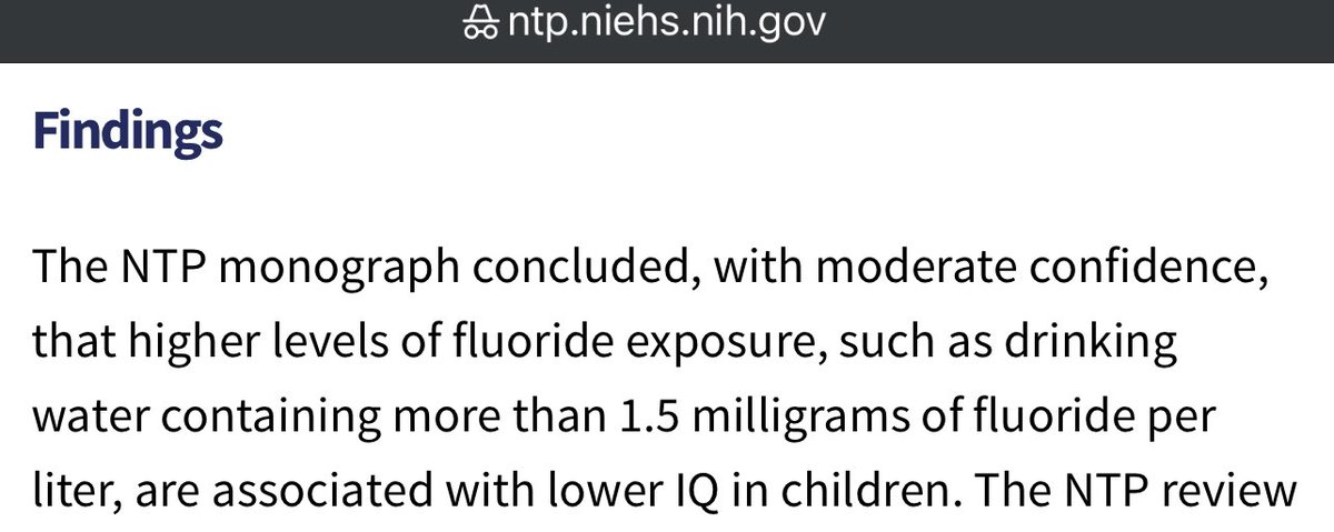 This is the latest research from the NIH. 

You can get fluoride from toothpaste. 

Why is the media calling it an “attack on science” for <a href="/SecKennedy/">Secretary Kennedy</a> to say we shouldn’t be drinking it.