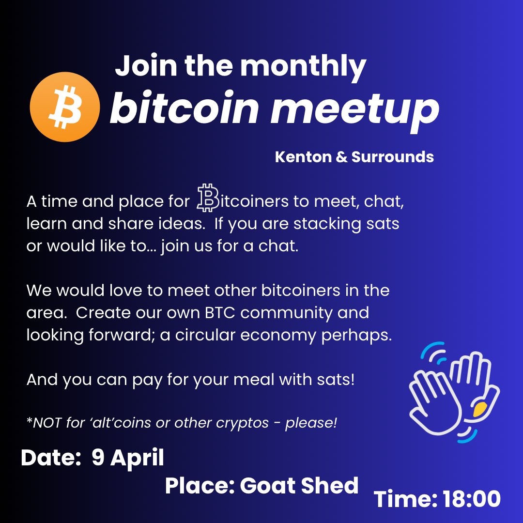 BitcoinBKoS's tweet photo. 3rd Meetup! As we build awareness and education around Bitcoin. 
Ndlambe and surrounds. Join the Kenton Meetup 9 April at 6pm. https://t.co/BwkOuki6CT