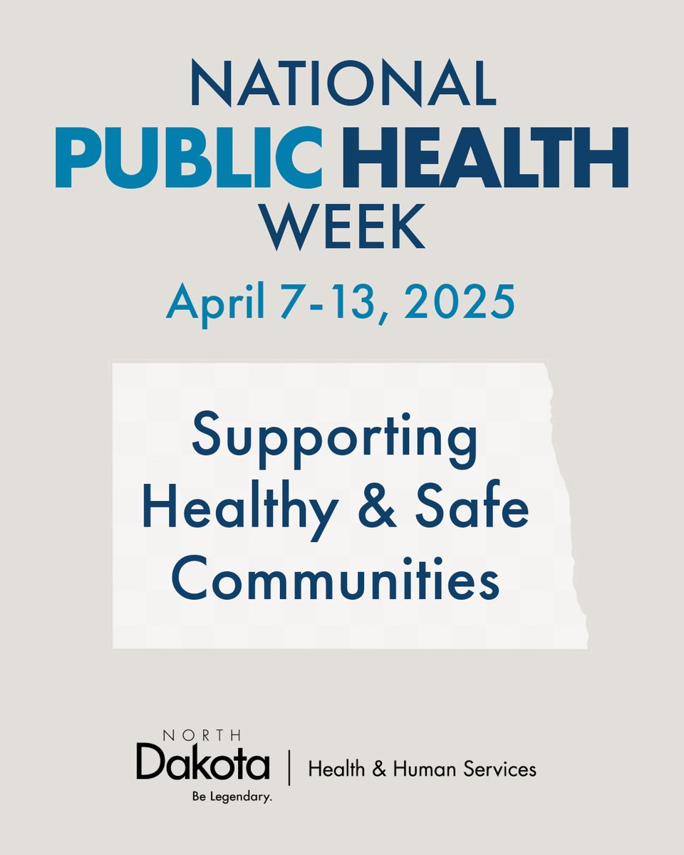 Join us during Public Health Week, April 7-13, in recognizing our public health team members and local public health partners across our state. Their dedicated efforts support healthy and safe communities in North Dakota. Learn more about public health hhsnd.site/xyp