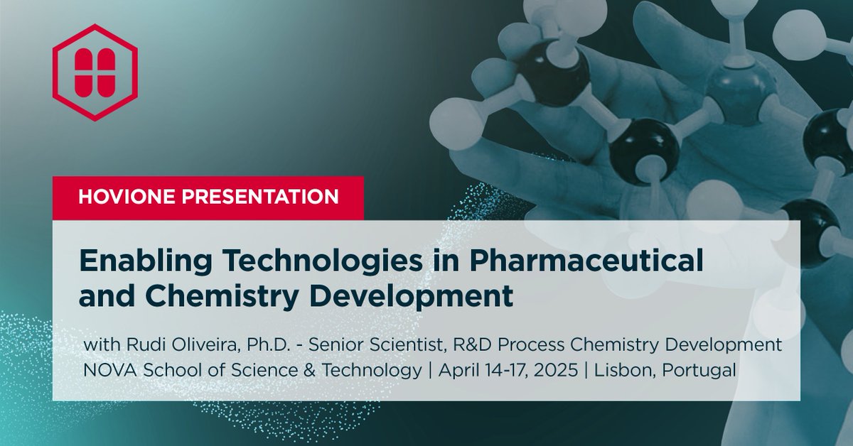 HovioneGroup's tweet photo. Hovione is taking an active role in the course “Enabling Technologies in Pharmaceutical and Chemistry Development”, an innovative program coordinated by the #NOVASchool of #Science and #Technology. Learn more:
https://t.co/xJLICaGdHM #CDMO #initforlife https://t.co/4VP3p1bcXq
