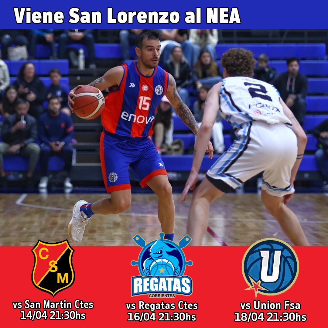 RciaCuerva's tweet photo. 🏀 Vuelve San Lorenzo al NEA
Agéndate estas fechas !!

✅ 14/04 VS San Martin Ctes 21:30hs
✅ 16/04 vs Regatas Ctes 21:30hs
✅ 18/04 vs Union de Fsa 21:30hs

#SLFederal🇦🇷
#MásQue90Minutos💙❤️
#DeBoedoAlMundo 🗺️✈️

@PeniasCASLA https://t.co/rXcvXMvuAK