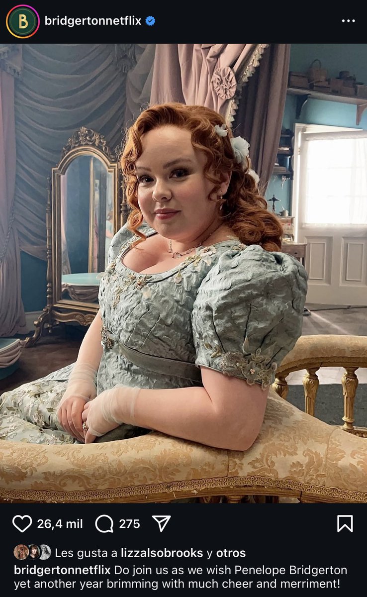 DailyNyL's tweet photo. Bridgerton Netflix publicó a Penelope por su cumpleaños https://t.co/Q7pJTAAzGh