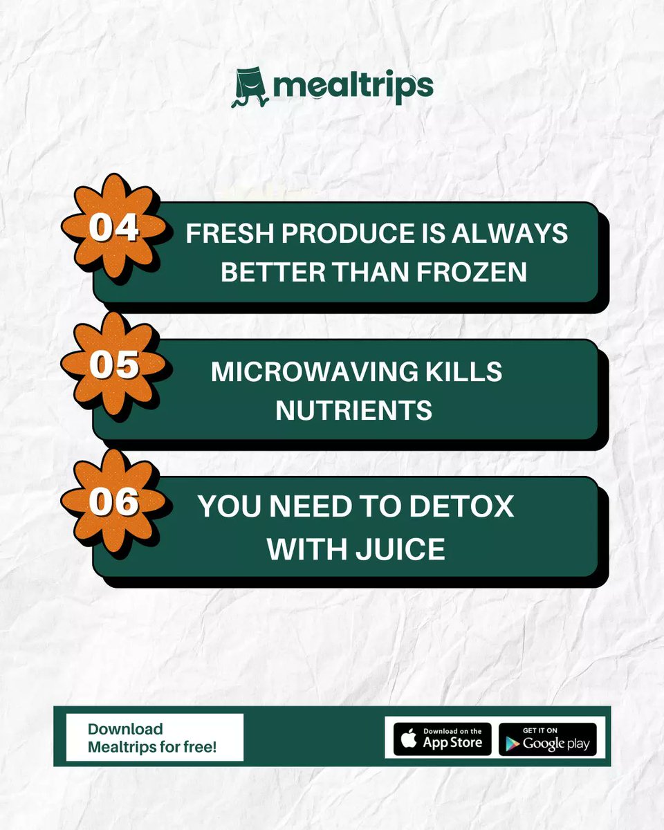 mealtrips's tweet photo. Hey food lovers!
Check out some of the popular food myths, that have been on for a long time now. 

What other ones do you know? Do tell us in the comments. 

Davido Yahoo Burna Arsenal Trump Saving 200k Kaduna #บิววราภรณ์ #stockmarketcrash China Nigerians Spotify Gilmore https://t.co/AC64DQOwEK