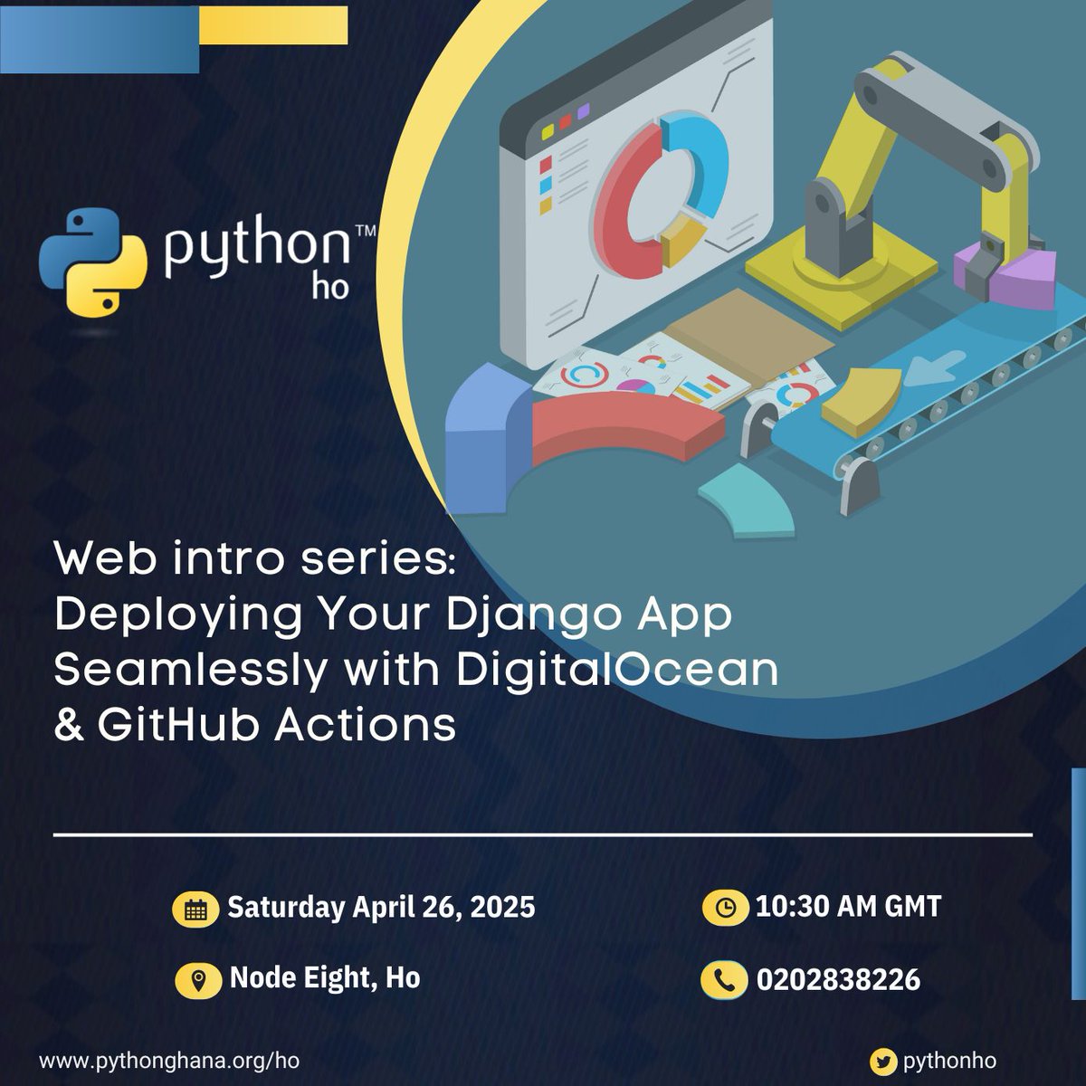 Python User Group Ho (@pythonho) on Twitter photo Our April meetup has been scheduled
🚀Deploying Django App Seamlessly with <a href="/digitalocean/">DigitalOcean</a> & GitHub Actions
Join us as <a href="/femibilesanmi/">femi bilesanmi</a>, a Senior Software Engineer at Complete Farmer, walks us through a hands-on deployment process! 🚀🔥
shorturl.at/QooZV Our April meetup has been scheduled
🚀Deploying Django App Seamlessly with <a href="/digitalocean/">DigitalOcean</a> & GitHub Actions
Join us as <a href="/femibilesanmi/">femi bilesanmi</a>, a Senior Software Engineer at Complete Farmer, walks us through a hands-on deployment process! 🚀🔥
shorturl.at/QooZV