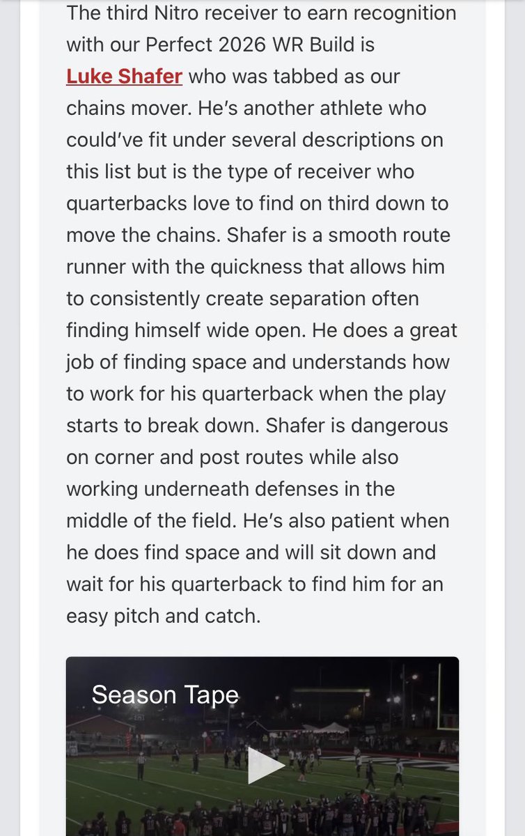 Thanks for the write up! <a href="/PrepRedzoneWV/">Prep Redzone West Virginia</a> <a href="/RecruitNitroHS/">Nitro Wildcats Football</a>