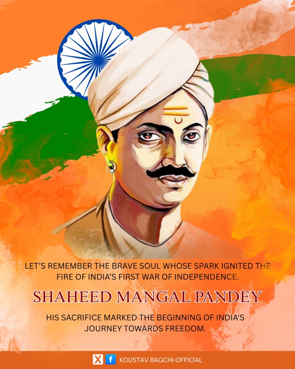 koustavcp's tweet photo. On his death anniversary, we salute Mangal Pandey, the fearless revolutionary who lit the flame of 1857 at Barrackpore.
His sacrifice marked the beginning of India's journey towards freedom. 🇮🇳
#MangalPandey #teamKB #Barrackpore https://t.co/6QGfpM0dHV