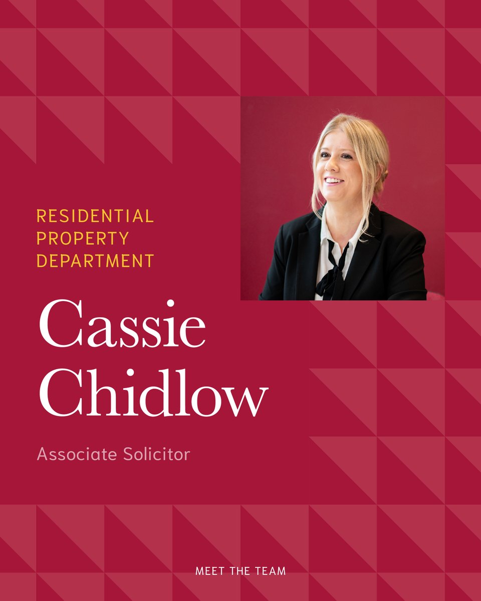 Meet Cassie Chidlow, Associate Solicitor in our Residential Property team! Since Sept 2023, she’s handled sales, purchases &amp; re-mortgages—earning a great local reputation for her friendly, stress-free approach. 🏡 #ResidentialProperty #Solicitor #Shropshire