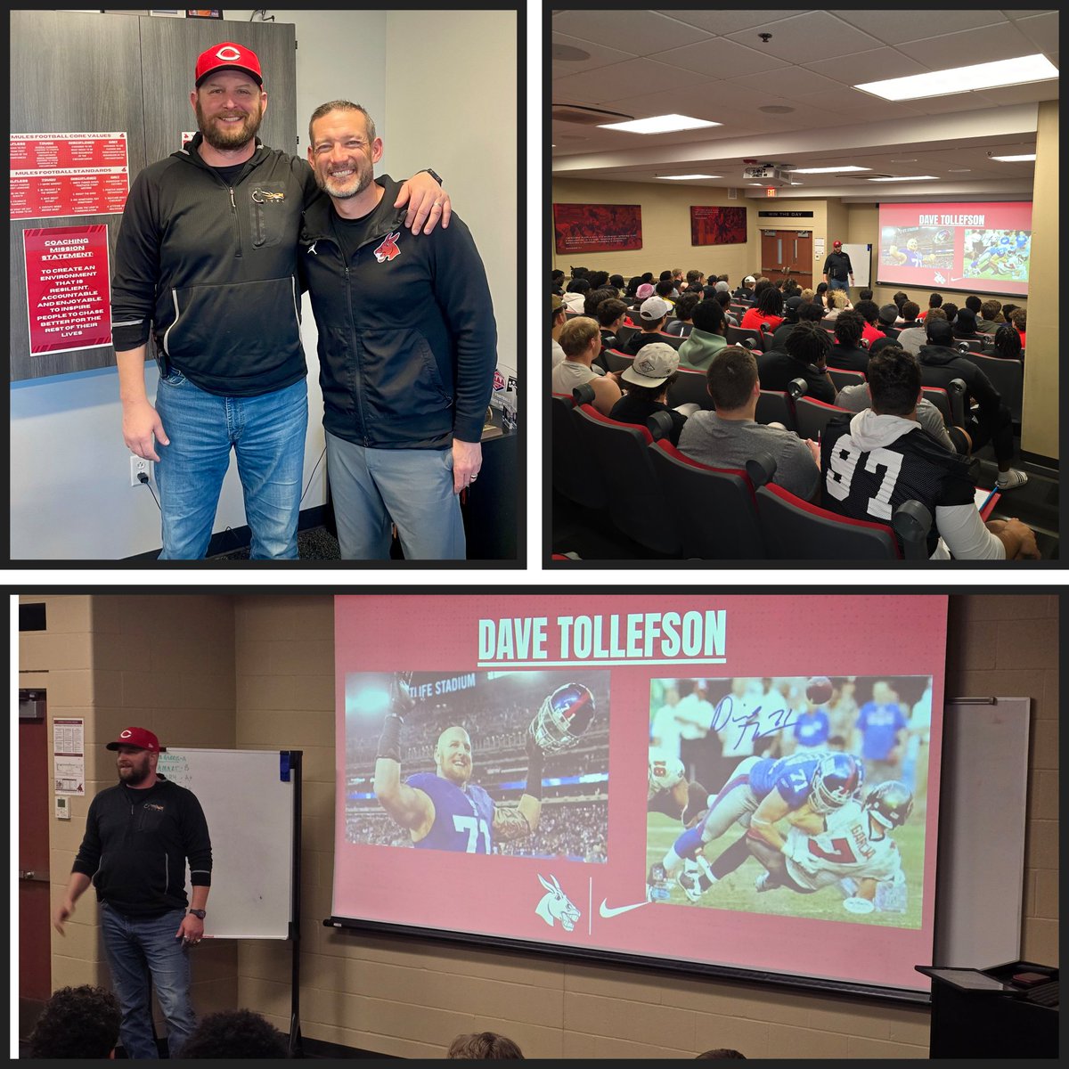 A Huge Mule Shout Out to a 2x Super Bowl Champion <a href="/DTollefson71/">David Tollefson</a> for coming down to the Burg and speaking to our Team about his journey, culture and loyalty. Amazing message by an incredible person! 
#EPIC