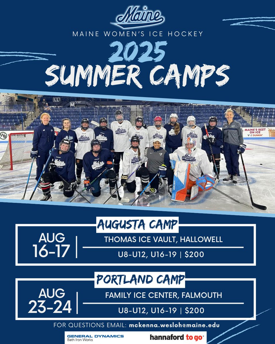 MaineWHockey's tweet photo. 𝑹𝒆𝒈𝒊𝒔𝒕𝒓𝒂𝒕𝒊𝒐𝒏 𝒐𝒑𝒆𝒏! Hit the ice with the Black Bears for our 2025 Summer Camps

Register Now: 
https://t.co/ci5AWvFdrK

#blackbearnation https://t.co/hKxD1Ce63d