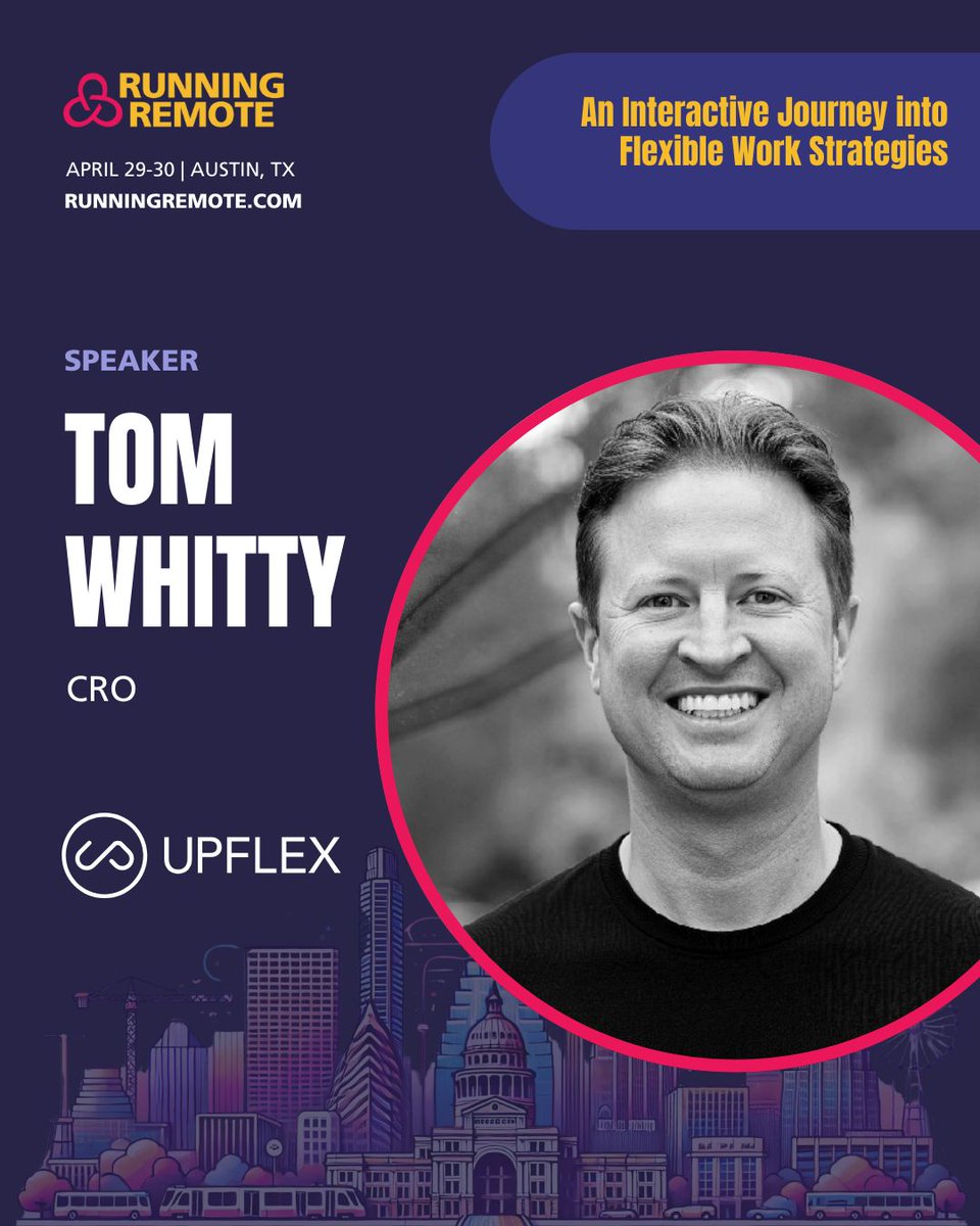 Upflex's tweet image. 🤝 Upflex CRO Tom Whitty is speaking at @RunningRemote 2025 in Austin, April 29–30!

Join leaders from @Airbnb, @Zoom, @HP &amp;amp; more to explore real strategies for #flexwork &amp;amp; #distributedteams.

🎟️ Grab your ticket: runningremote.com/tickets/?promo…
#FutureOfWork #RemoteWork