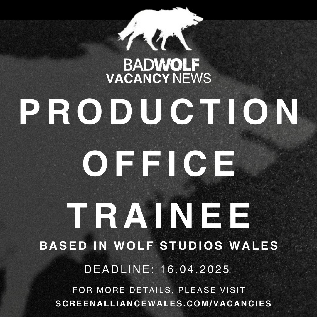 NEW TRAINEE ROLES📢
An upcoming <a href="/BadWolf_TV/">Bad Wolf</a> are seeking the following trainees:

🎨Art Department Trainee
📈Accounts Trainee
📍Locations Trainee
🖥 Production Office Trainee

🔗screenalliancewales.com/vacancies