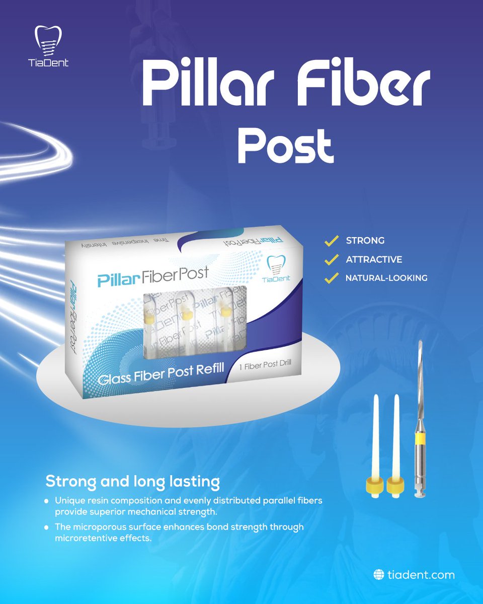 tiadent__'s tweet photo. Introducing the Pillar Fiber Post! 🌟

Strong, attractive, and natural-looking for superior dental restorations.

🦷 Features:

Long-lasting strength
Enhanced bonding
Upgrade your practice with Tiadent! 💪✨

#DentalCare #PillarFiberPost #tiadent https://t.co/ZDcvEJlhH4
