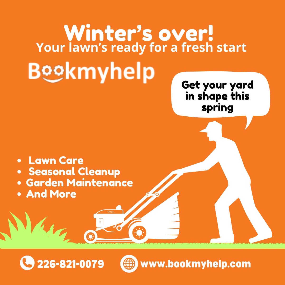 🌱 Spring is here! Time to get your lawn in shape.
✔️ Lawn care
✔️ Weed removal
✔️ Seasonal cleanup
👉 Book now at bookmyhelp.ca #LawnCare #GTA #SpringReady #Bookmyhelp