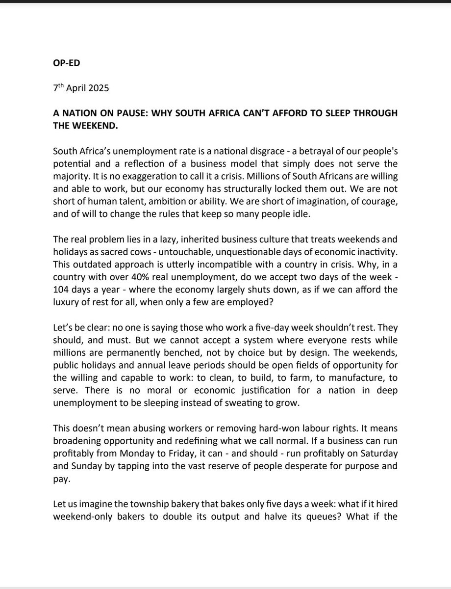 MzwaneleManyi's tweet photo. South Africa can't afford to sleep through the weekends, public holidays and during leave days. I submit. cc @IOL https://t.co/xNjjG0VM3D