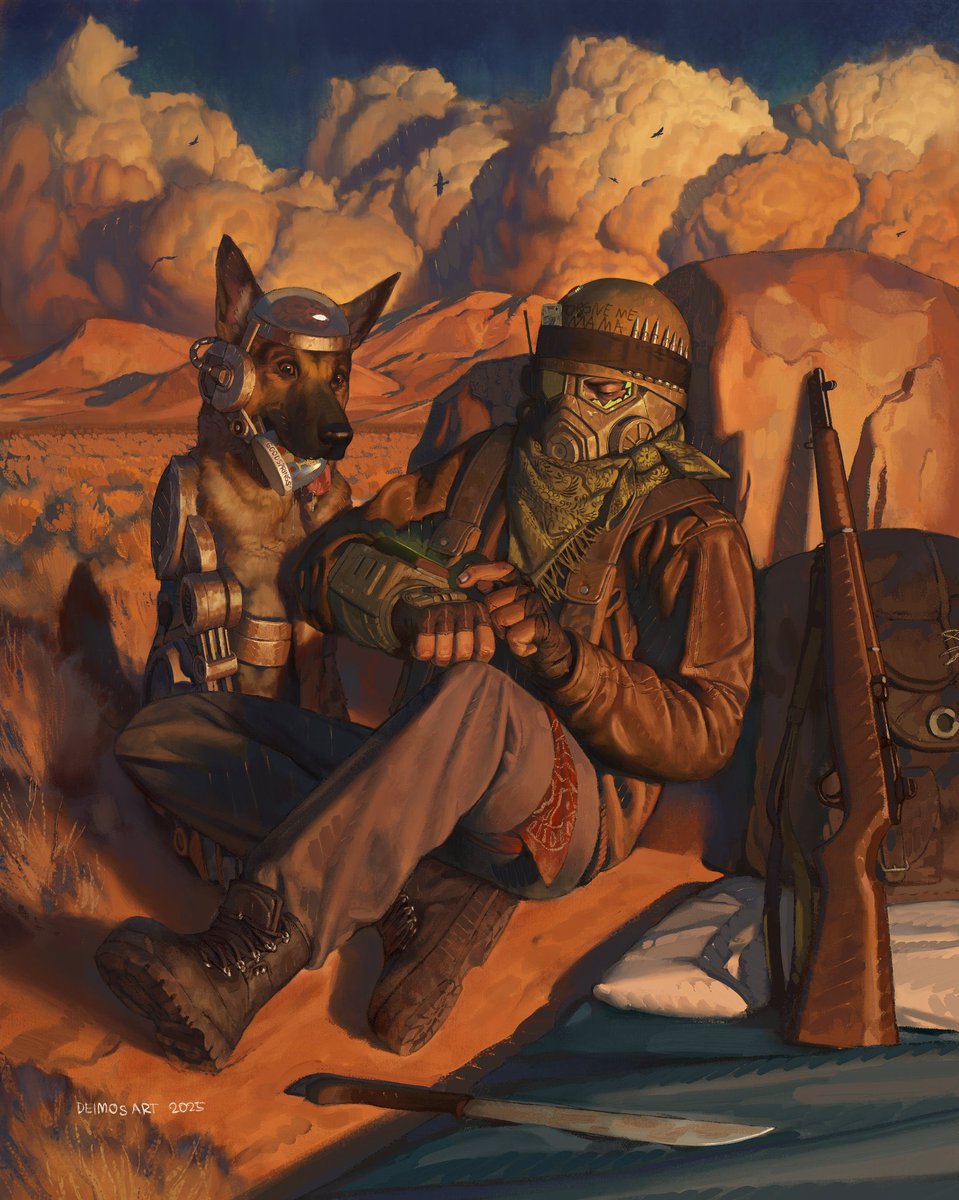 ROCKETMANw9qj's tweet photo. Capturing the Mojave Wasteland yet again by @_deimos_art Now how many times have you replayed #FalloutNewVegas? #fallout #gaming https://t.co/Nnstp68OLu