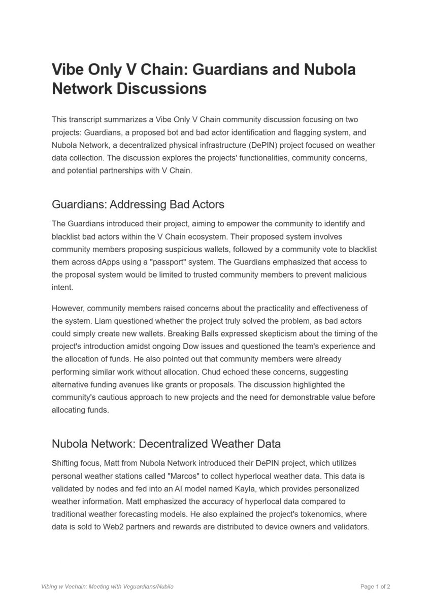 VeChainNN's tweet photo. @PaullyTVvet  handed the mic to emerging projects @Veguardian and @nubilanetwork , giving both teams the stage to introduce their visions to the @vechainofficial  community.

Below you can find the summary of the meeting.

Full recording : https://t.co/w0RNtfKYeR

#vechainnewsnetwork #Veguardian #Nibula #paullytv