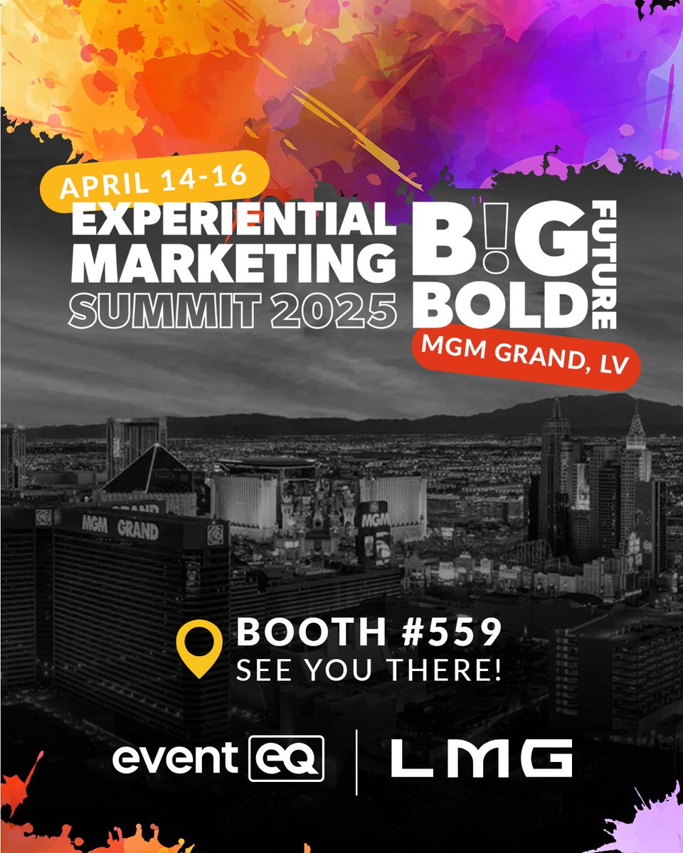 LMG (@lmg_beyondtech) on Twitter photo Experiential Marketing Summit is just around the corner, and we’re excited to be exhibiting! Stop by booth #559 and say hello! #LMGShowTechnology #BeyondTechnology #EventEQ #EMS <a href="/EventMarketer/">Event Marketer</a> Experiential Marketing Summit is just around the corner, and we’re excited to be exhibiting! Stop by booth #559 and say hello! #LMGShowTechnology #BeyondTechnology #EventEQ #EMS <a href="/EventMarketer/">Event Marketer</a>