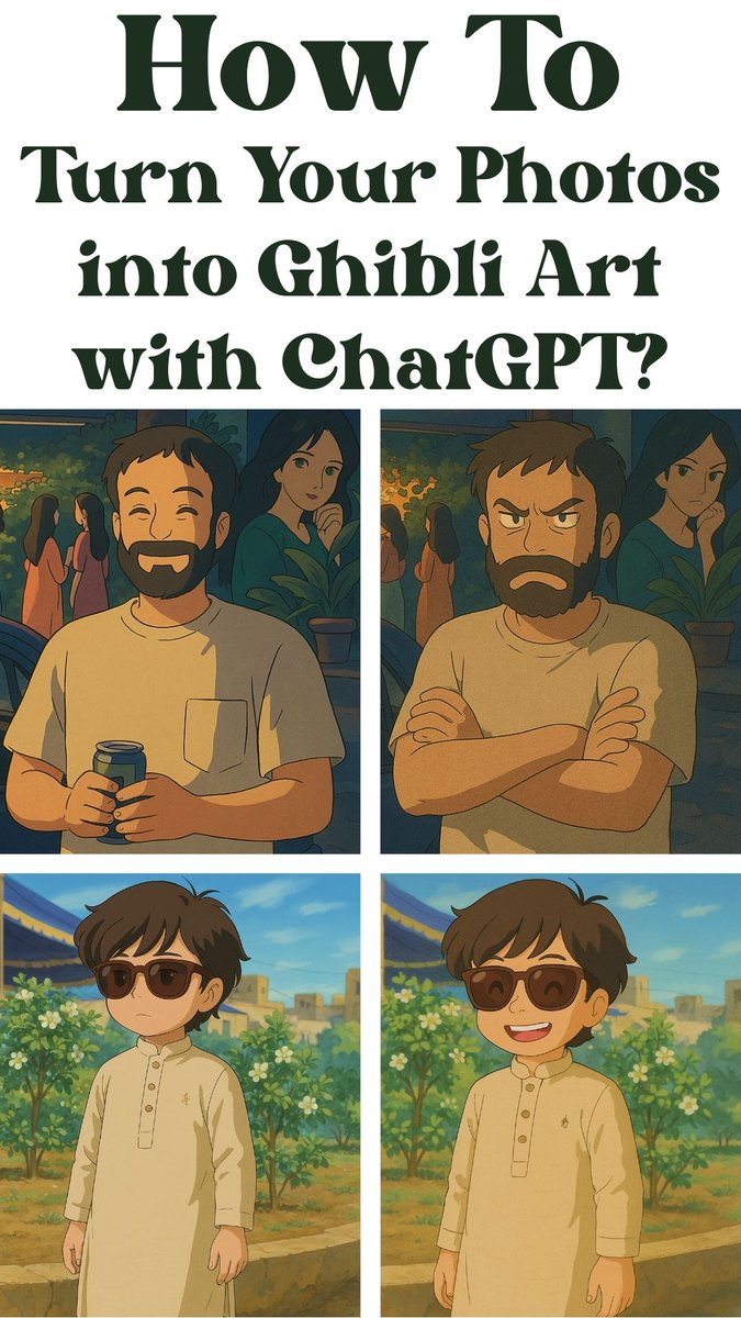 smarttechfaqs's tweet image. smarttechfaqs.com/turn-your-phot…
How to Turn Your Photos into Ghibli Art with ChatGPT?
#ghibli #ghiblitrend #ghibliart #ghiblistudio #ghiblivibes #chatgpt #howto #GhibliStyle
