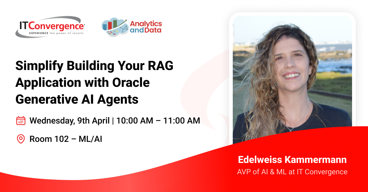 IT Convergence (@it_convergence) on Twitter photo Think building a Retrieval-Augmented Generation app sounds complicated? Join <a href="/EdelweissK/">Edelweiss Kammermann</a>, our AVP of AI & ML, for an insightful session tomorrow at #AnalyticsandDataSummit2025 & get insider secrets on how to build #RAG applications.
hubs.ly/Q03gngdG0
#ANDOUC #AnDSummit2025 Think building a Retrieval-Augmented Generation app sounds complicated? Join <a href="/EdelweissK/">Edelweiss Kammermann</a>, our AVP of AI & ML, for an insightful session tomorrow at #AnalyticsandDataSummit2025 & get insider secrets on how to build #RAG applications.
hubs.ly/Q03gngdG0
#ANDOUC #AnDSummit2025