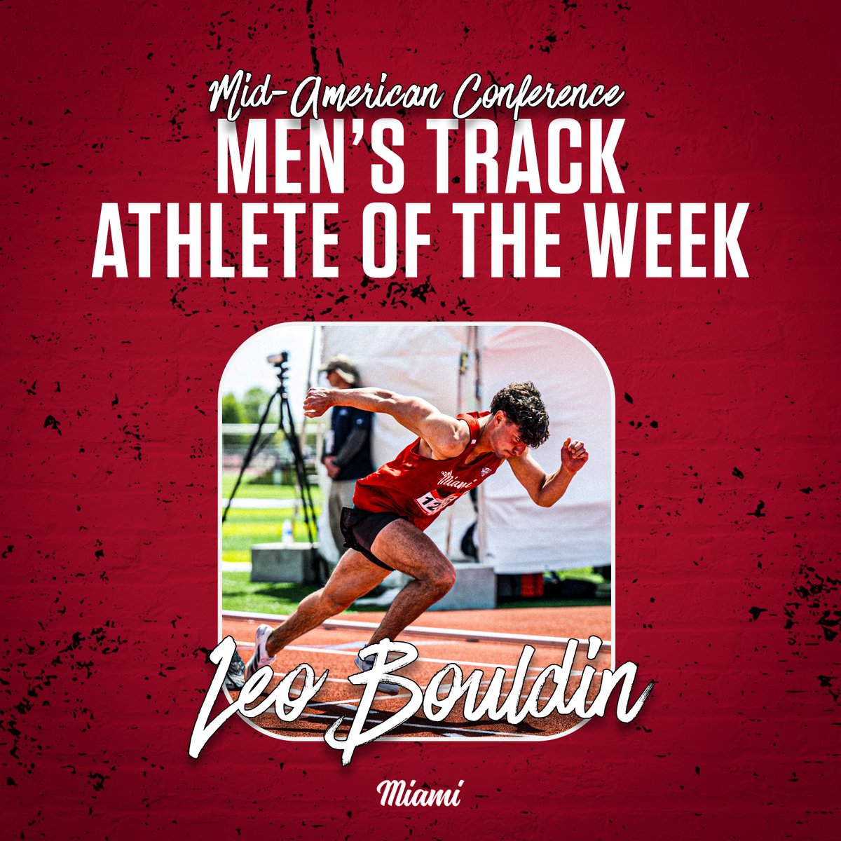 Congratulations to Leo Bouldin for winning <a href="/MACSports/">MACtion</a> Men's Track Athlete of the Week! 

📕 - miamiredhawks.com/news/2025/4/8/…

#RiseUpRedHawks