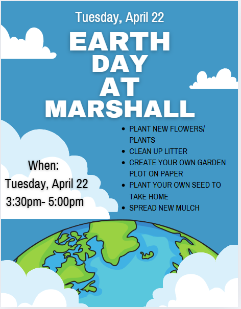 MarshallUSD259 (@marshallusd259) on Twitter photo Please join us on Tuesday, April 22 from 3:30pm- 5:00pm for our Earth Day Celebration! We will be planting new plants, spreading mulch, cleaning up our school grounds, eating hot dogs, and more!
#WPS #wpsproud #WeAreMarshall #somosmarshall #EarthDay2025 <a href="/WichitaUSD259/">Wichita Public Schools</a> Please join us on Tuesday, April 22 from 3:30pm- 5:00pm for our Earth Day Celebration! We will be planting new plants, spreading mulch, cleaning up our school grounds, eating hot dogs, and more!
#WPS #wpsproud #WeAreMarshall #somosmarshall #EarthDay2025 <a href="/WichitaUSD259/">Wichita Public Schools</a>