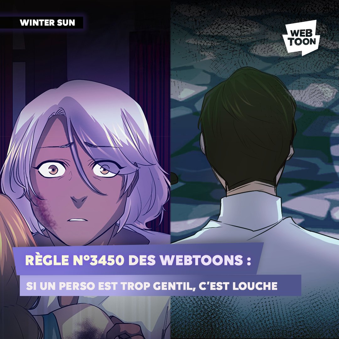 webtoonfrance's tweet image. Plus ils ont l’air doux, plus c’est suspect 👀
Qui ici s’est déjà fait avoir par un perso "trop gentil" ?

#WinterSun #WEBTOON
