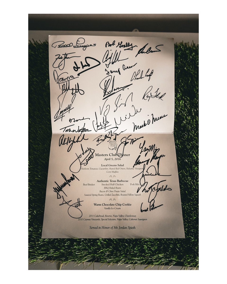 Arnold Palmer (@arnoldpalmer) on Twitter photo The Champions Dinner menu from Arnold Palmerās final <a href="/TheMasters/">The Masters</a>.
How many autographs can you pick out?
#ArnoldPalmer The Champions Dinner menu from Arnold Palmerās final <a href="/TheMasters/">The Masters</a>.
How many autographs can you pick out?
#ArnoldPalmer